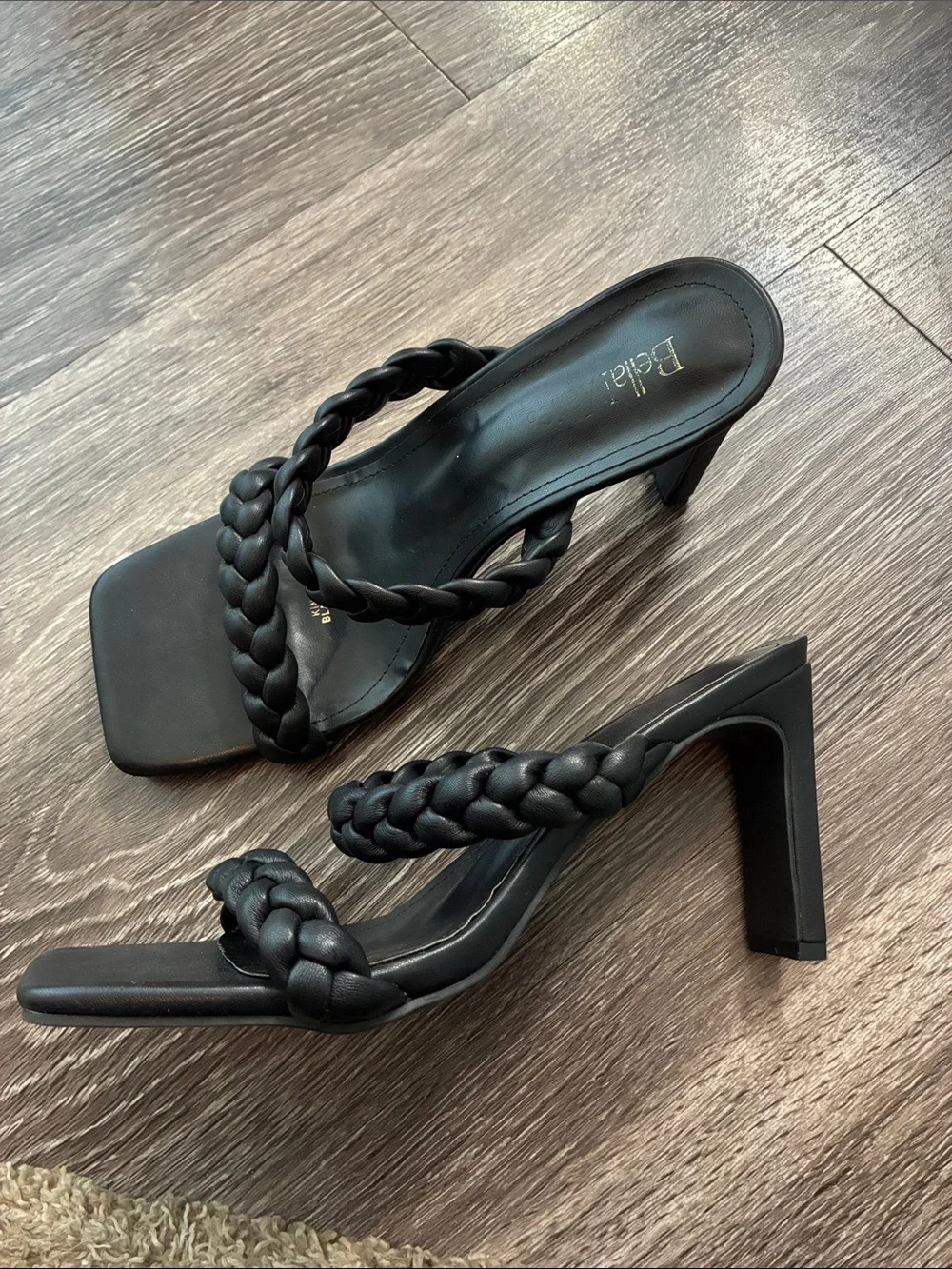Abella Braided Double-Strap Black Slide Mules for Women